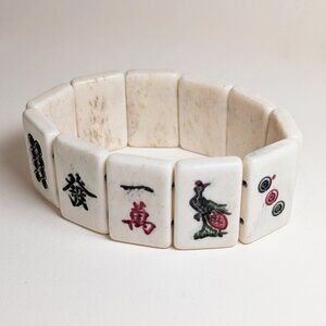 Vintage Bone Mahjong tiles bracelet